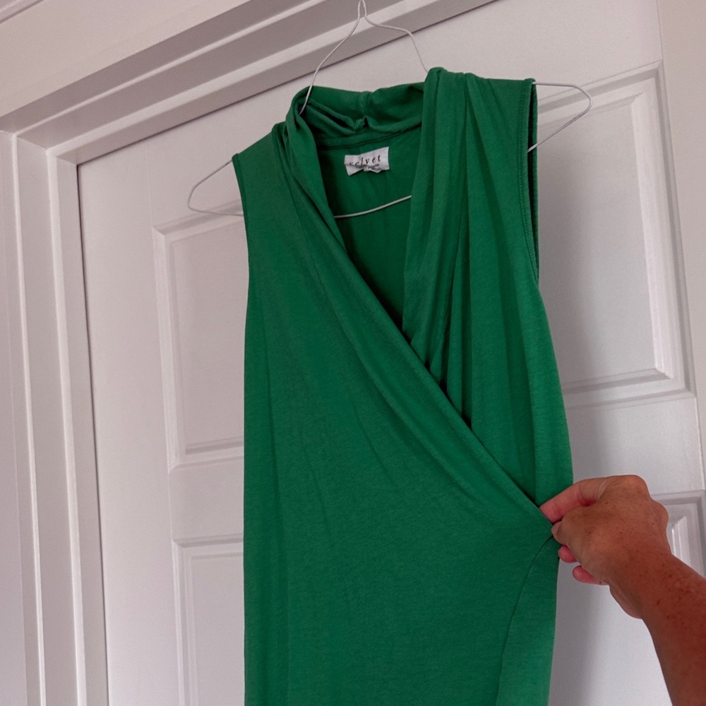 Velvet by Graham and Spencer Green Sleeveless Wrap Top